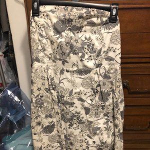 Strapless Grey and White Floral Dress